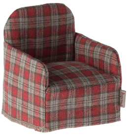 Maileg maileg red checkered chair, mouse