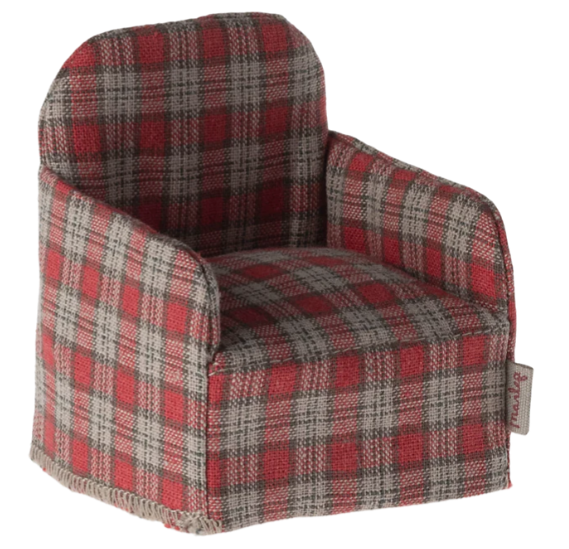Maileg maileg red checkered chair, mouse
