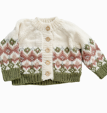 the blueberry hill the blueberry hill fair isle rose/moss cardigan