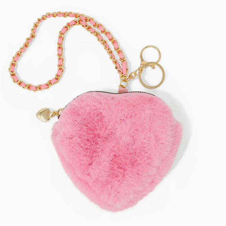 zomi gems fuzzy heart wristlet