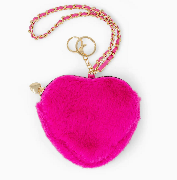 zomi gems fuzzy heart wristlet