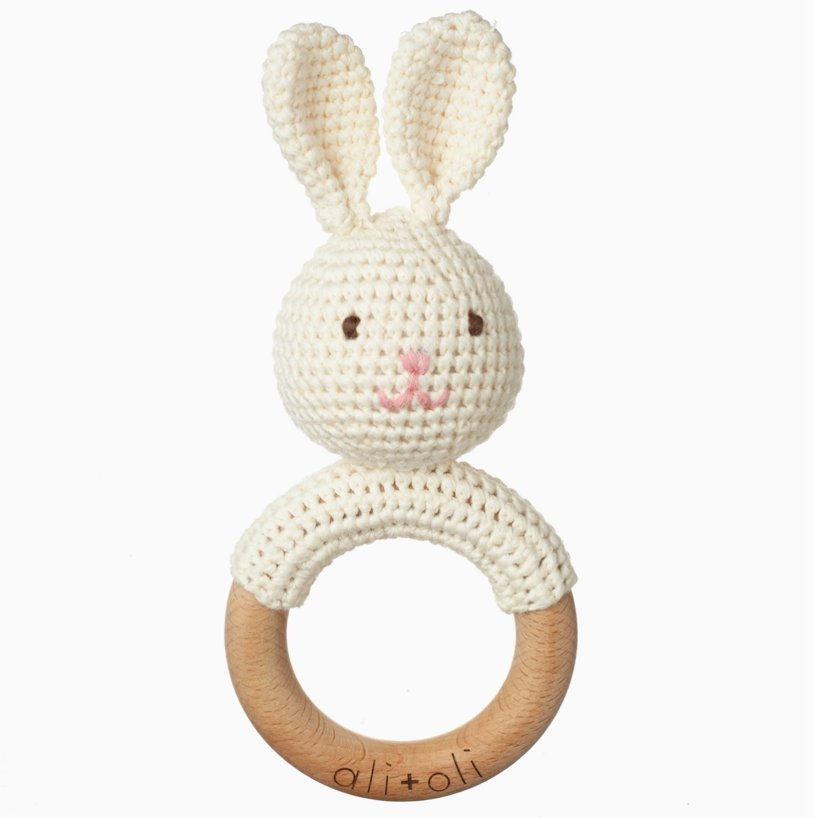 ali + oli ali + oli crocheted bunny teething ring