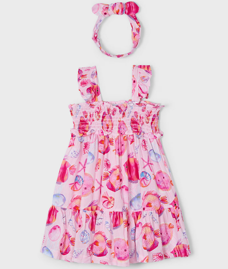 Mayoral mayoral magenta fish dress w/ headband