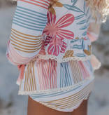oopsie daisy pink floral stripe rashguard swim set