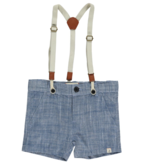 me & henry me & henry chambray shorts/suspenders