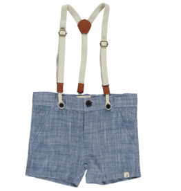 me & henry me & henry chambray shorts/suspenders
