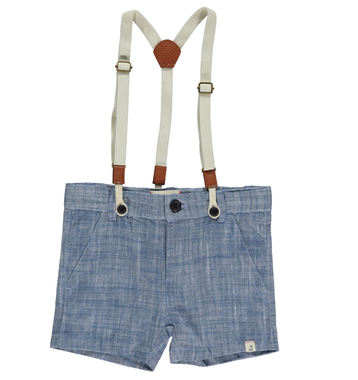 me & henry me & henry chambray shorts/suspenders