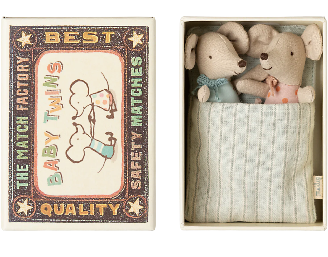 Maileg maileg baby mice, twins in matchbox