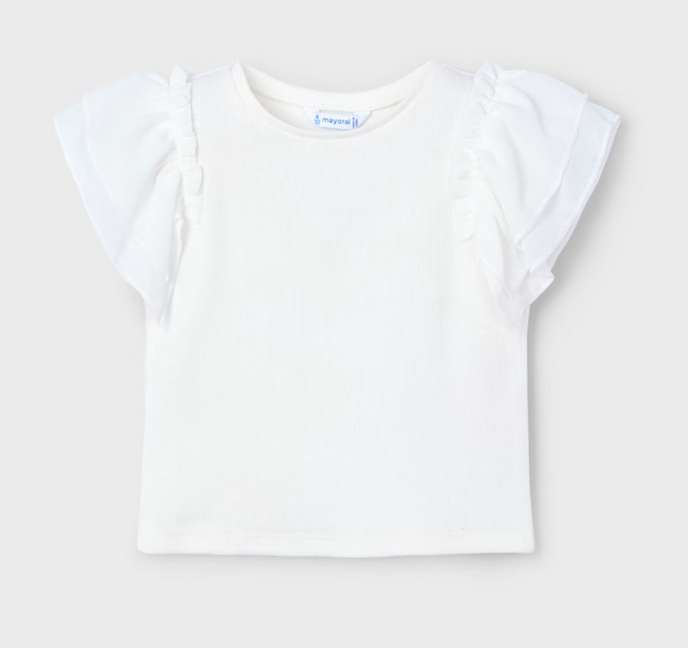 Mayoral mayoral white ruffle sleeve top