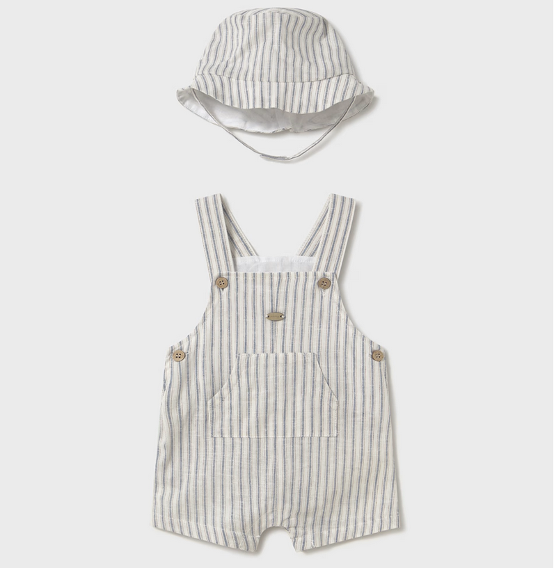 Mayoral mayoral striped shortalls w/ hat