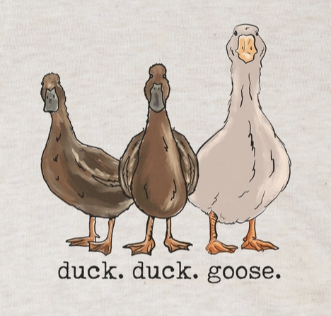 barefoot baby duck duck goose ls onesie