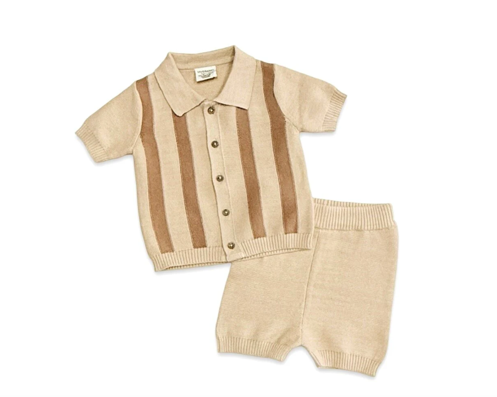 viverano organic oat striped top & shorts