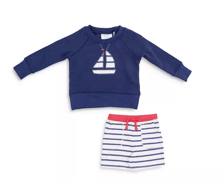 angel dear angel dear sailboat sweatshirt/shorts
