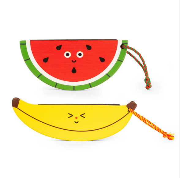 kikkerland wooden fruit harmonica, asst.