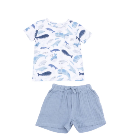angel dear angel dear whale tee & shorts