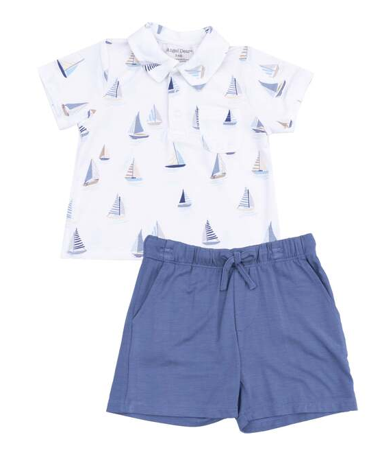 angel dear angel dear sailboat polo & shorts