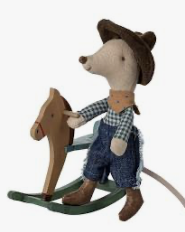 Maileg maileg cowboy mouse on rocking horse