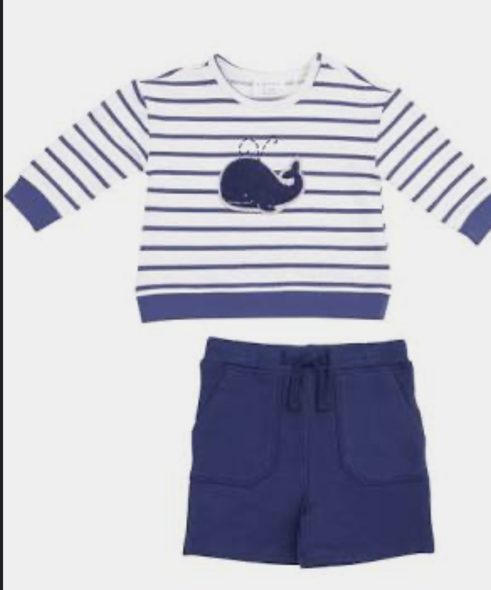 angel dear angel dear whale sweatshirt/shorts