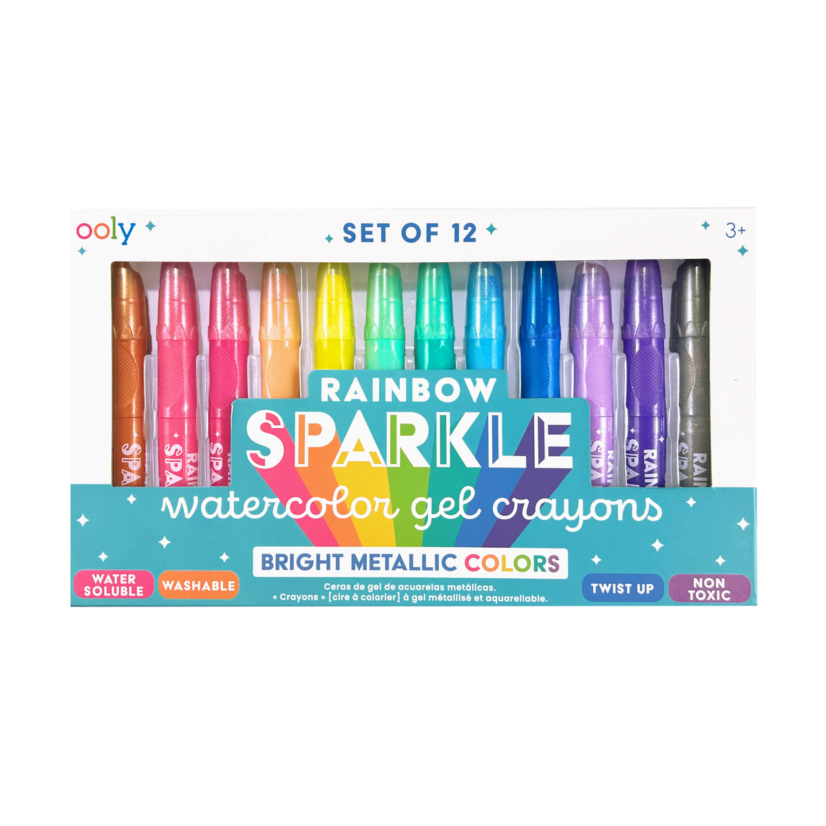 ooly ooly rainbow metallic watercolor gel crayons (set of 12)