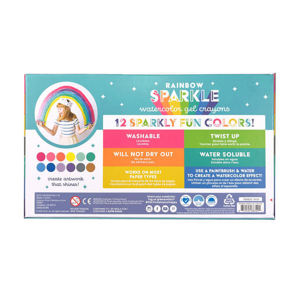 ooly ooly rainbow metallic watercolor gel crayons (set of 12)