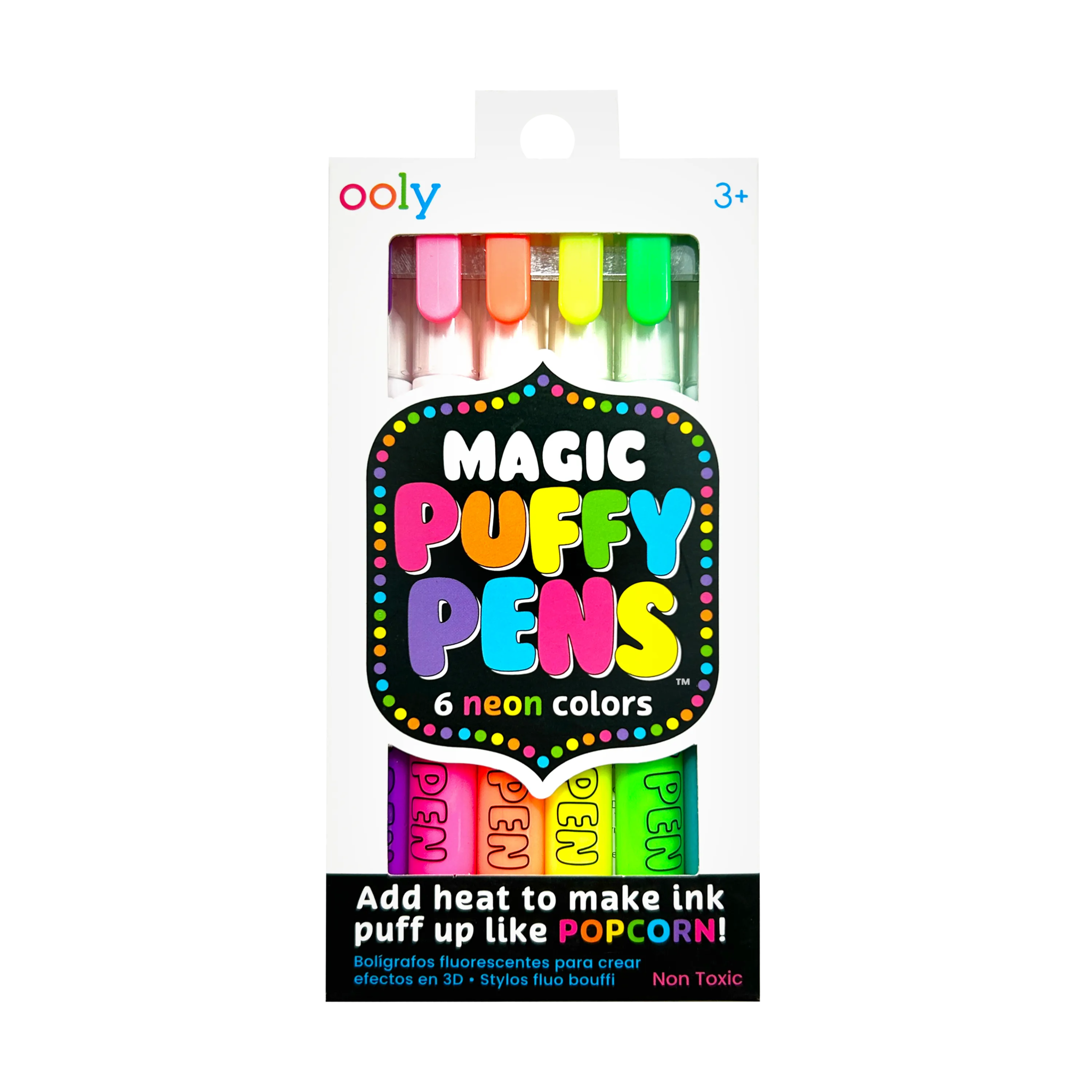 ooly ooly magic neon puffy pens, set of 6