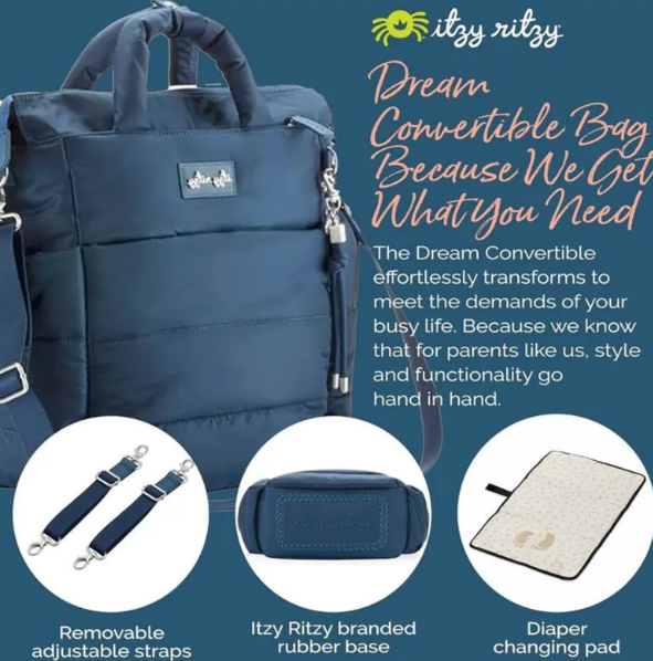 Itzy ritzy itzy ritzy dream convertible sapphire starlight diaper bag