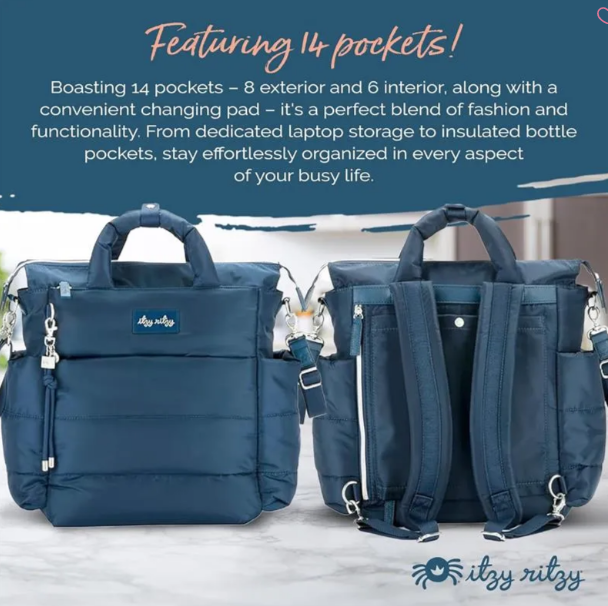 Itzy ritzy itzy ritzy dream convertible sapphire starlight diaper bag