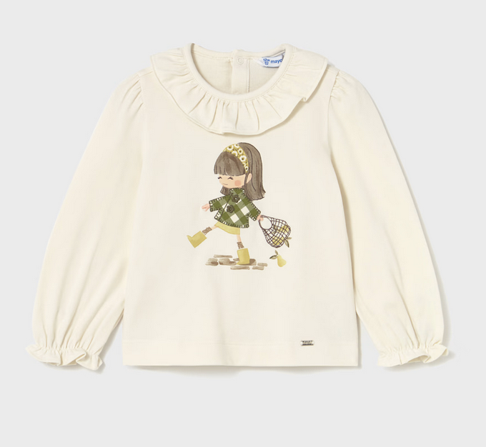 Mayoral mayoral ivory/laurel graphic tee