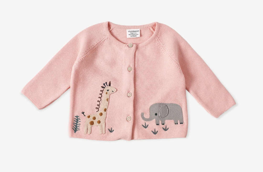 viverano organic blush safari cardigan