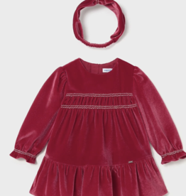 Mayoral mayoral cranberry velvet dress and headband