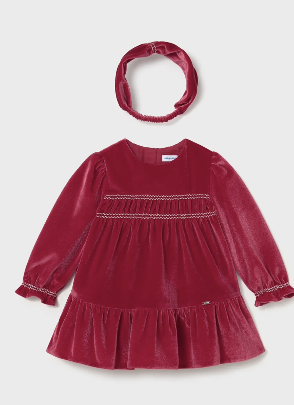 Mayoral mayoral cranberry velvet dress and headband