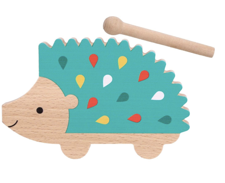 Petit Collage happy hedgehog percussion instrument