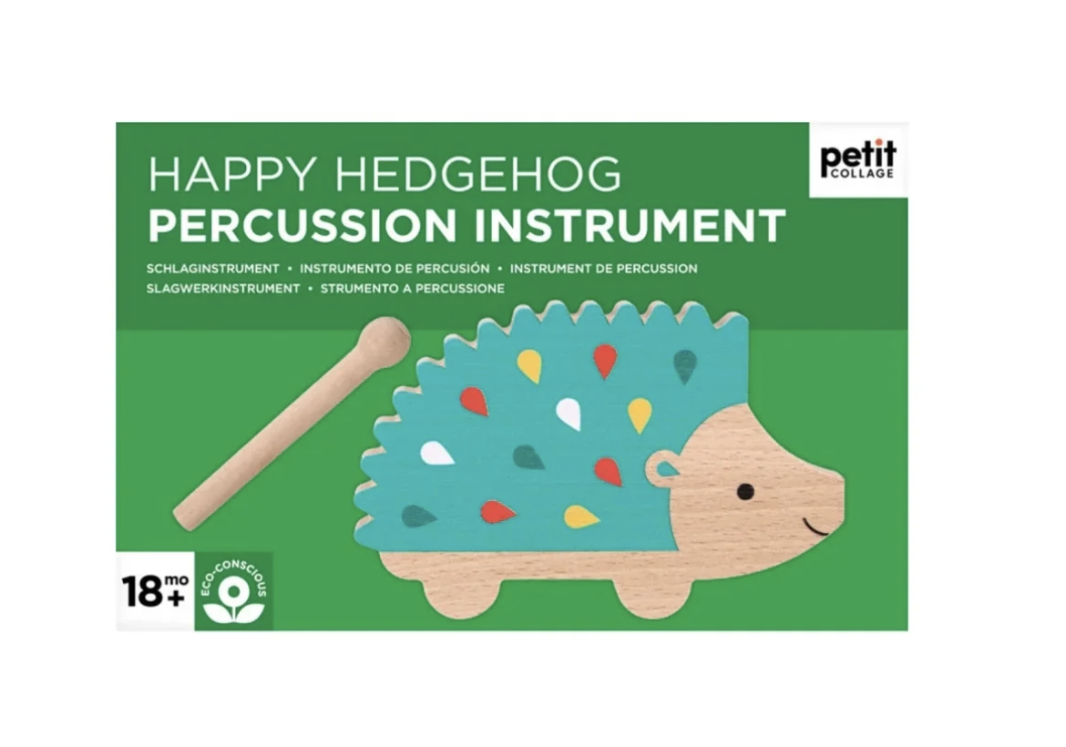 Petit Collage happy hedgehog percussion instrument