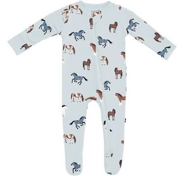 kyte baby kyte baby printed footie horse, hibiscus, dolphin, humpback, fishing, blush butterfly