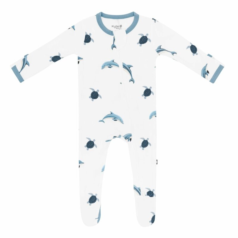 kyte baby kyte baby printed footie horse, hibiscus, dolphin, humpback, fishing, blush butterfly