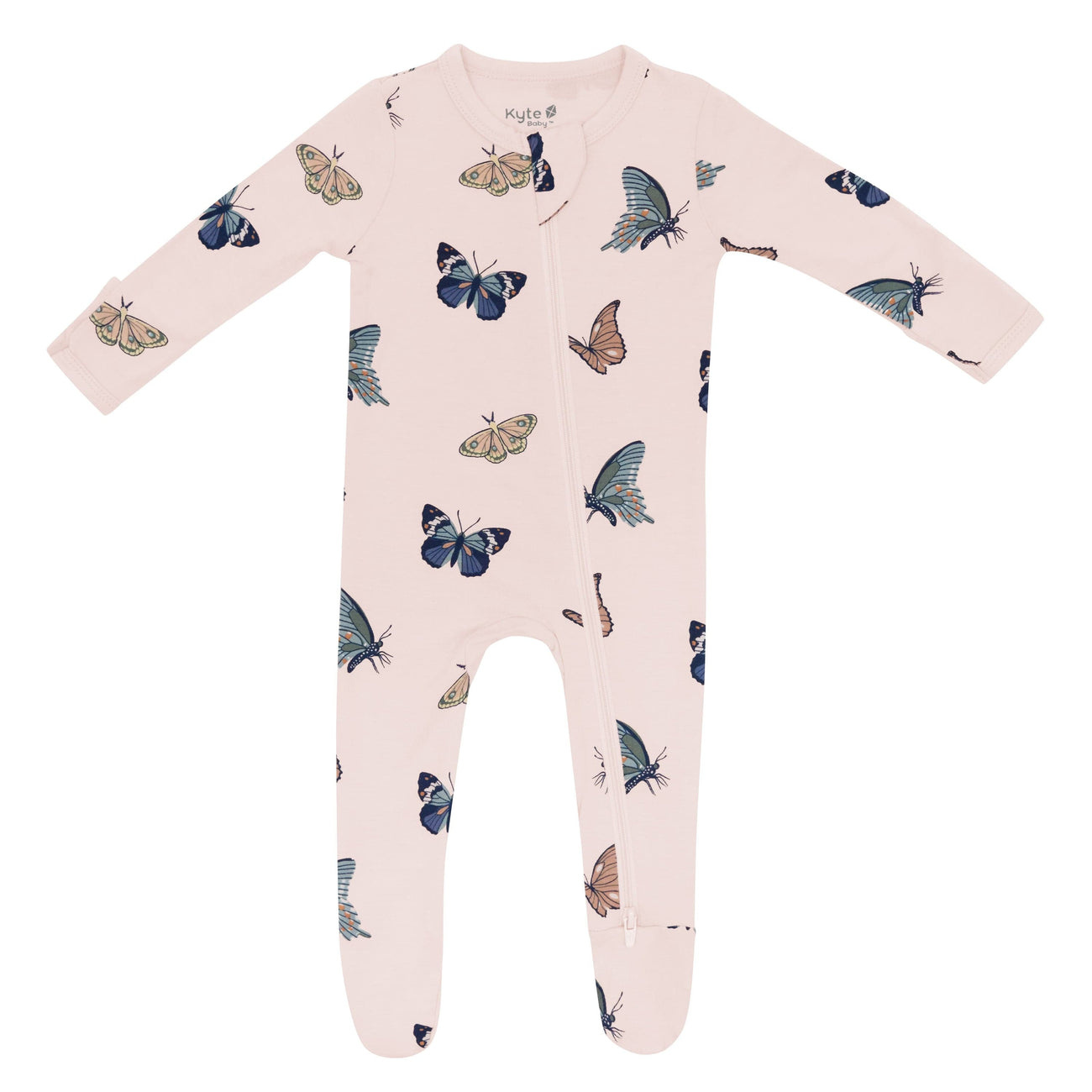 kyte baby kyte baby printed footie horse, hibiscus, dolphin, humpback, fishing, blush butterfly