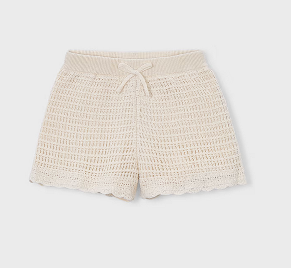 Mayoral mayoral ivory crocheted shorts