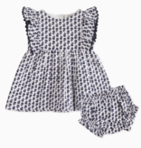 viverano organic blue floral dress & bloomers