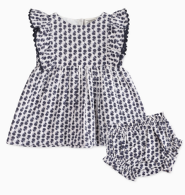 viverano organic blue floral dress & bloomers