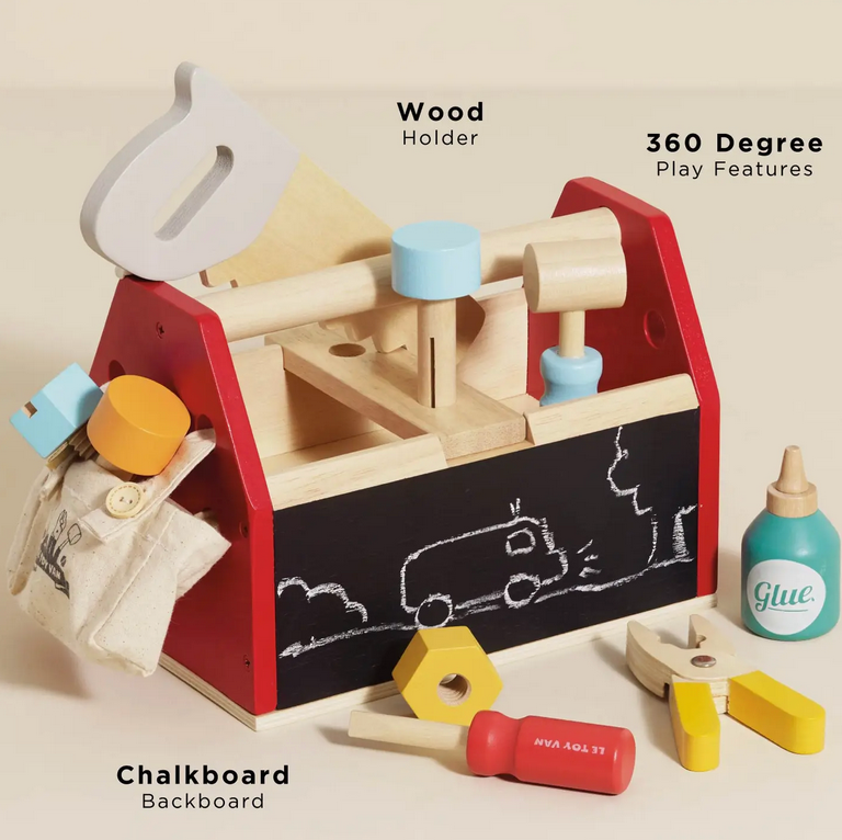 le toy van wooden tool box + tools