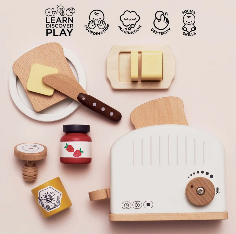 le toy van wooden toaster + breakfast set