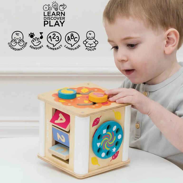 le toy van wooden activity cube