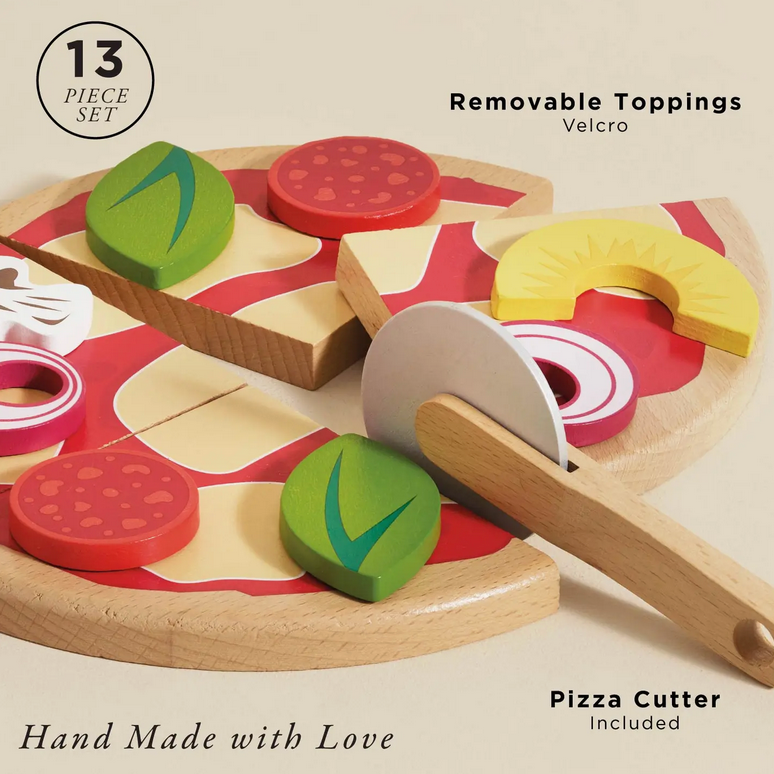 le toy van wooden pizza + toppings
