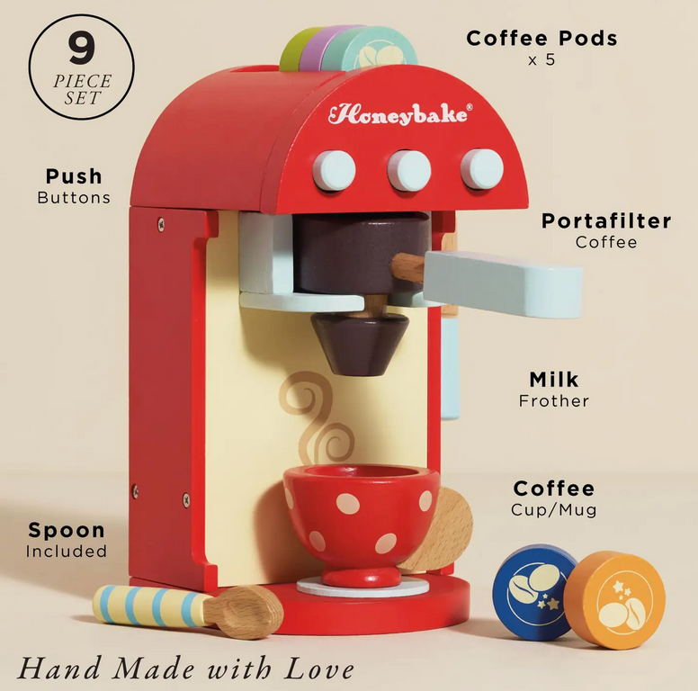 le toy van le toy van wooden coffee machine + pods