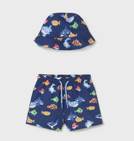 Mayoral mayoral pixel fish swim shorts + hat
