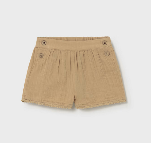 Mayoral mayoral button front caramel shorts