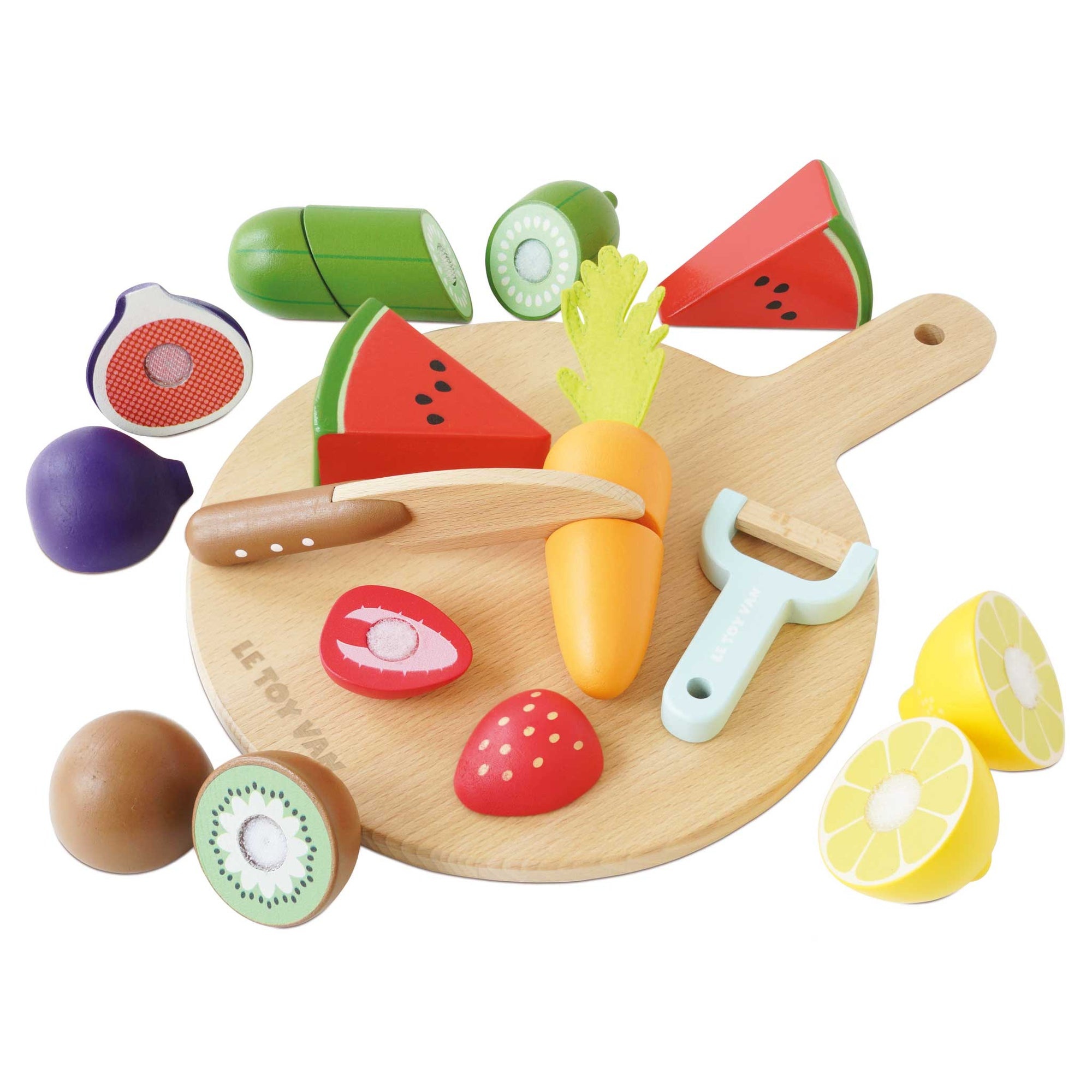 le toy van le toy van wooden cutting board + produce