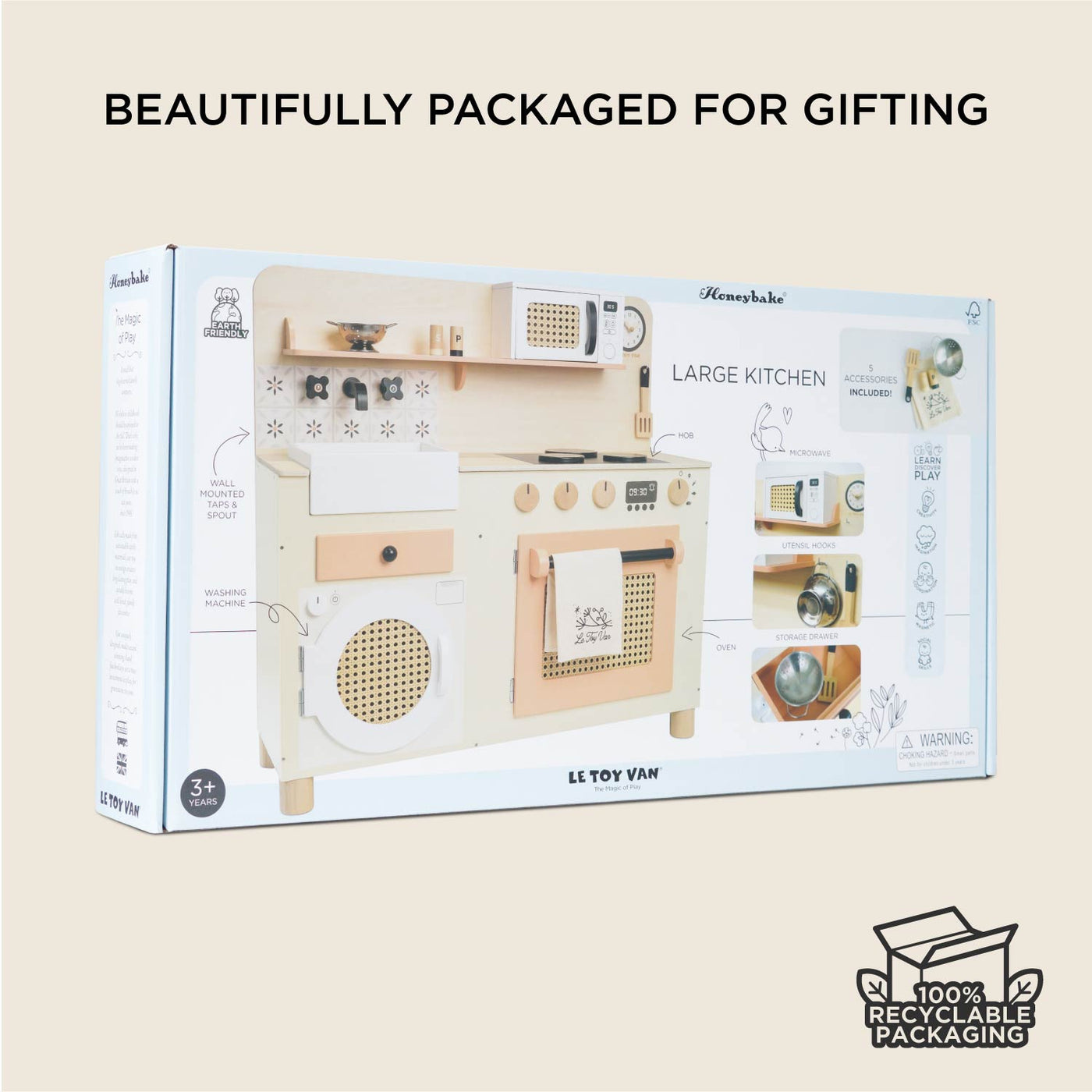 le toy van le toy van family size wooden play kitchen