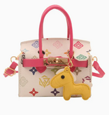 little trendy printed tote bag w/ charm
