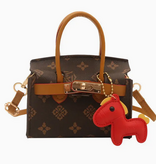 little trendy printed tote bag w/ charm